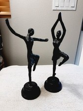  Austin Cast Metal Figurine Sculpture Free Form Ballet Dancers  16 In  Set Of 2 