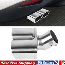 Chrome Dual Twin Exhaust Pipe Pipes Tip Tail Muffler Stainless Steel Universal