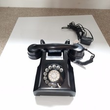 Vintage 1940s Black Bakelite Dial Telephone ITI  + Phone Cable & Adapter