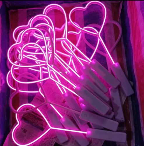 Pink neon heart - pink,
