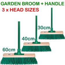 Sweeping Brush Head with Handle PVC Bristle Outdoor Broom Garden Sweeper Green