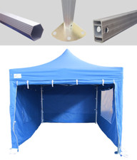 MCD Pop 40mm Blue Commercial Pop Up Gazebo 3m x 3m Easy Up Market With Sides