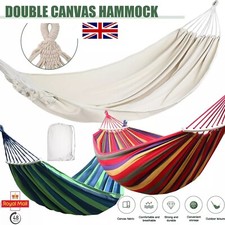 Garden Camping Canvas Hammock Bed Hanging Swing Breathable Outdoor 1-2 Person UK