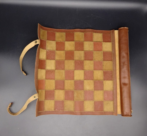 Checkers leather board game - leather,