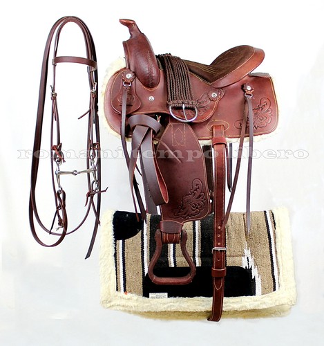 Western leather saddle - saddle, for