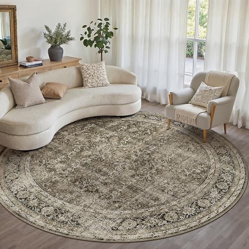 Brown round area rug - round, 6ft