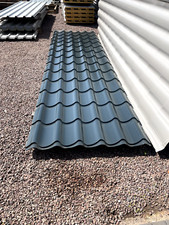 new polyester coated anthracite grey tile effect roofing sheets 14ft x 1.1 meter
