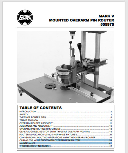 Shopsmith mark router manual - v,