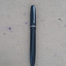 Vintage Mabie Todd Swan Lever Fill Fountain Pen Black Chrome Trim 14k Nib