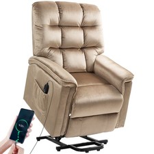 HOMCOM Power Lift Recliner Chair for Elderly w/ Remote Control, Champagne