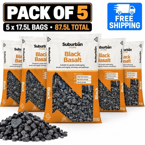 Black basalt chippings pack - black,