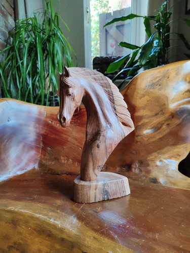 Hand carved wooden - hand, horse
