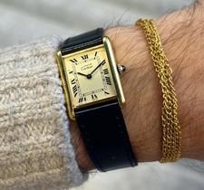 Must de Cartier Tank Manual 24mm X 30mm Vermeil 925 Silver Ivory Dial Box