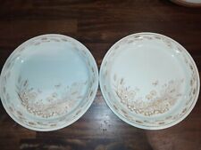 Set 2 EIT England Vintage Plates Stoneware Cream with Harvest Scene Mouse Poppy