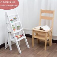 Convertible 4 Steps Ladder Stool Chair Portable Folding Library Ladder Shelf