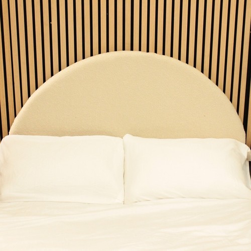 Boucle round curved headboard - boucle,