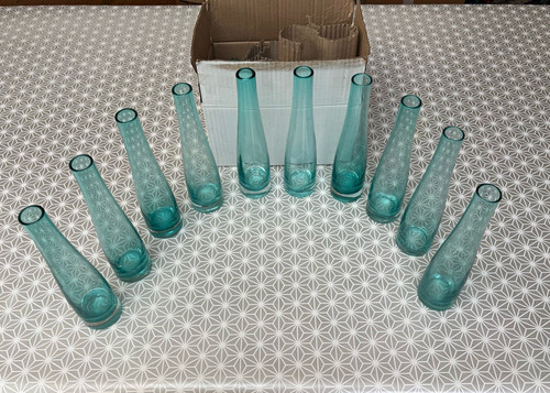 Set teal glass vases - set,