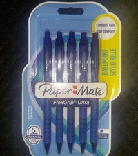 PaperMate FlexGrip Ultra Ballpoint Pens - 5 Pack, Blue Ink, 1mm Nib