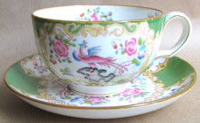 MINTONS GREEN COCKATRICE BREAKFAST CUP AND SAUCER MINTON (11985)