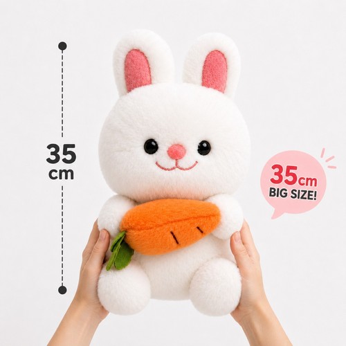 Cute white bunny - white, plush