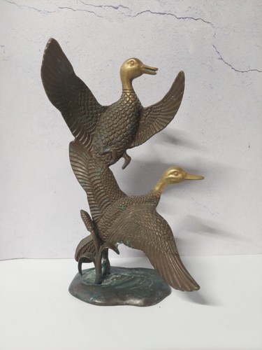 Brass flying pair goose - flying, goose/duck