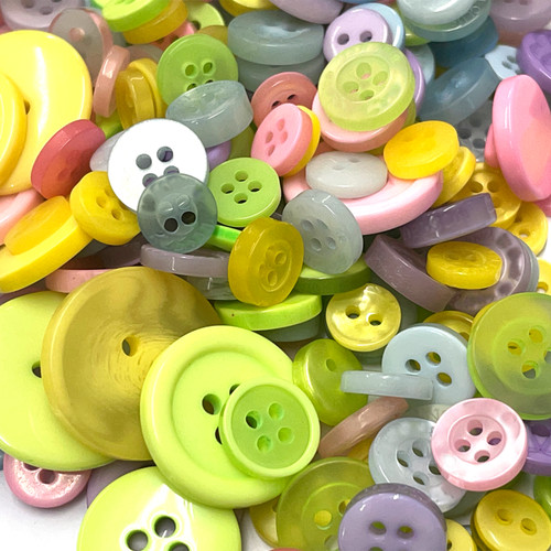 Assorted plastic round buttons - plastic,