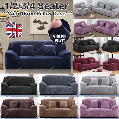 Velvet elastic stretch sofa - elastic,