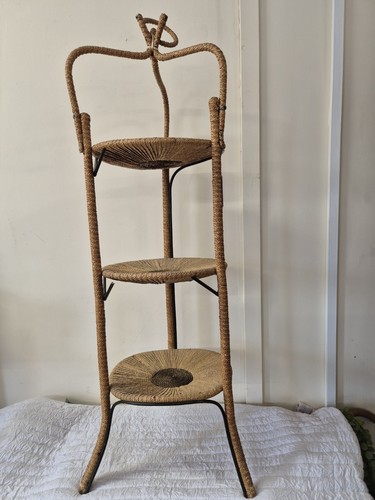 Vintage wicker plant stand - vintage,