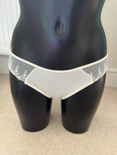 Vintage St Michael Cream Sheer Embroidered Knickers Briefs Panties 12-14  (K24)