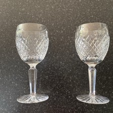 Tyrone Crystal - Alana pattern? - 2 Unused Large Wine Glasses  18cm tall