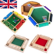 Wooden Shut The Box 4/6 Players Family Traditional Pub Dice Family Kids Game UK
