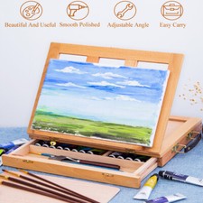 A4 Wooden Table Top Box Easel Artist Drawing Board Adjustable Angle With Drawer