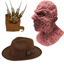 3pc Adults Freddy Krueger Set Hat Mask Claw Glove Fancy Dress Halloween Costume