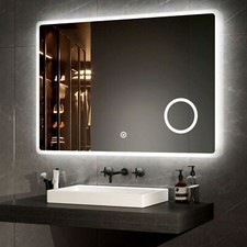 EMKE LED Bathroom Mirror With Shaver Socket Demister 3x Magnifying Glass Lights