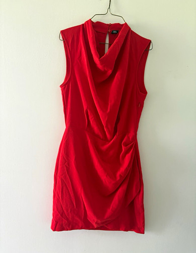 Zara red solid sheath - zara, dress
