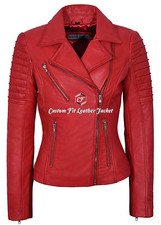 Ladies Leather Jacket Red