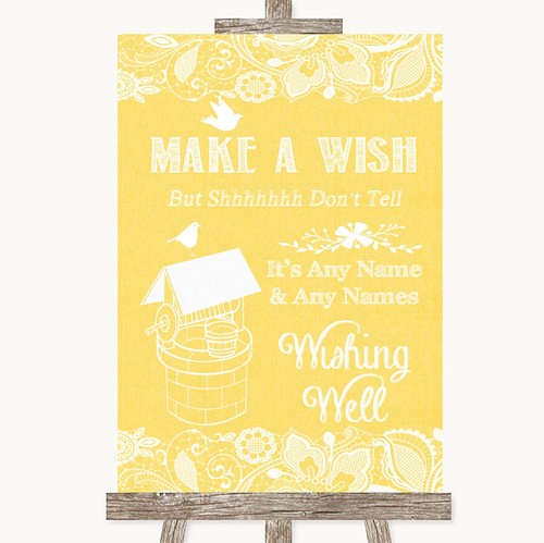 Yellow burlap lace wishing - yellow,