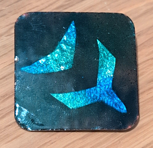 Vintage square metal enamel - square,