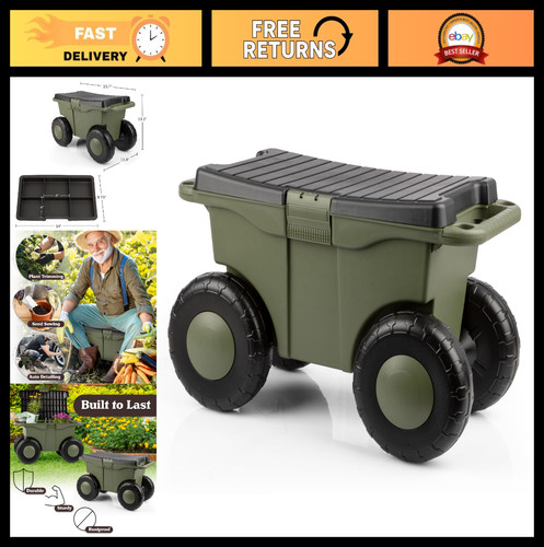 Rolling garden cart with - cart, seat
