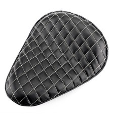 Motorcycle Plaid Leather Solo Driver Seat 12" For Chopper Bobber Honda