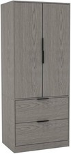 Minimalist 2 Door Wardrobe with Drawers & Hanging Rail - Space Saving Storage