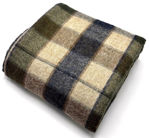 Green brown check wool - brown,