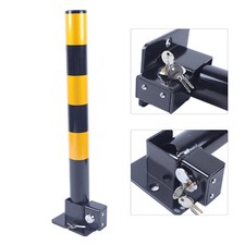 2 Pcs Folding Car Parking Bollard Lockable Garage Driveway Security Post Barrier