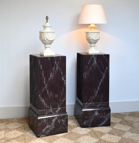 Pair vintage faux marble - of,