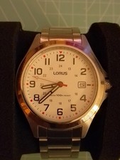 Lorus Mens Watch with White Dial and Silver Bracelet RXH03IX5