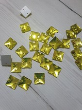 12mm YELLOW SQUARE Sew On Stitch  Bead JEWEL GEM Glass CRYSTAL RHINESTONE