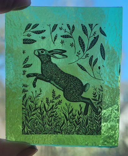 Stained glass hare permanently - stained,