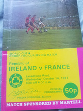 Republic of Ireland V France 1981 match programme Great condition World Cup