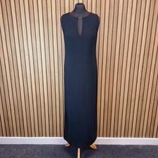 Max Mara Pianoforte Evening Dress UK 14 Black Maxi Length Fitted Straight Slit