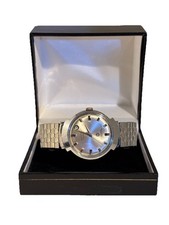 Vintage Sicura Rare Date At 1 O Clock Sunburst Dial Baton Gents Watch Working